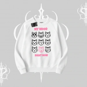 My Mood Right Now Yazılı Sevimli Kedi Biskilet Sweatshirt