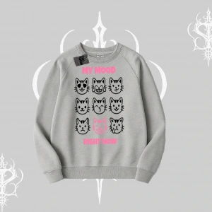My Mood Right Now Yazılı Sevimli Kedi Biskilet Sweatshirt