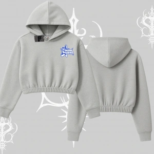 My Mood Right Now Yazılı Sevimli Kedi Kapşonlu Crop Sweatshirt