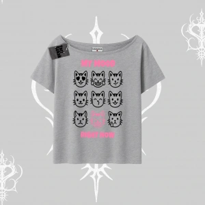 My Mood Right Now Yazılı Sevimli Kedi Kolsuz Tshirt