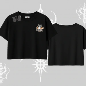 Need Coffee Right Meow Yazılı Kedi Baskılı Oversize Crop Tshirt