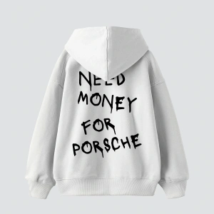 Need Money for Porsche Baskılı Oversize Unisex Beyaz