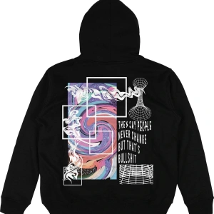 Never Change Siyah Oversize Unisex Kapüşonlu Sweatshirt Hoodie