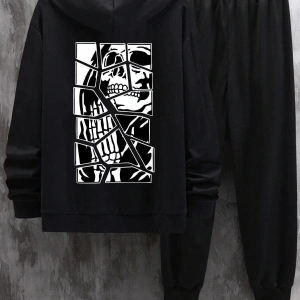 NEW MODA Unisex Skullcracked Baskılı Eşofman Takımı KP-SİYAH-DECCAL-ESH-DÜZ12