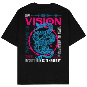 New Vision Siyah Oversize Unisex T-shirt