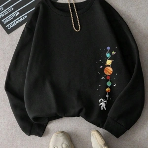 NEW YORK Baskılı Üç İplik ünisex oversize sweatshirt Beyaz