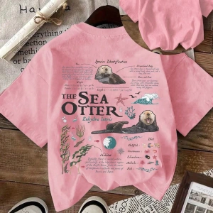 NewVintage Deniz Samuru Biyoloji Grafik Tişört, Rahat Yuvarlak Yaka Kısa Kollu Tişört