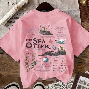 NewVintage Deniz Samuru Biyoloji Grafik Tişört, Rahat Yuvarlak Yaka Kısa Kollu Tişört