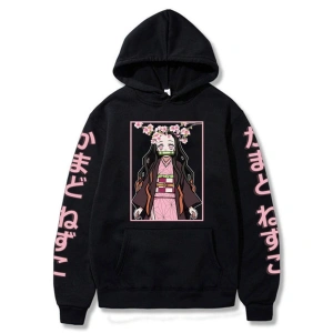 Nezuko Anime Demon Hoodie Kimetsu Hoodie 15124 Siyah