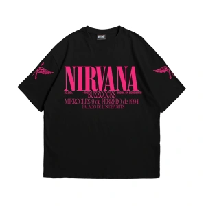 Nirvana In Utero Pembe Baskılı Oversize Unisex Beyaz