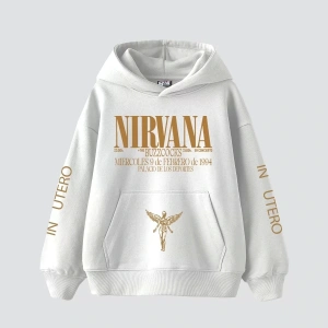 Nirvana Sırt Baskılı Unisex Oversize Beyaz