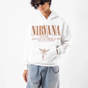 Nirvana Sırt Baskılı Unisex Oversize Beyaz