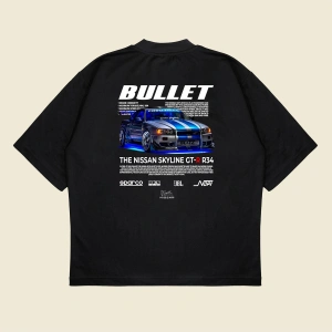 Nissan Bullet Hızlı Ve Öfkeli Baskılı Oversize Unisex Pamuklu Nefes Alan Kalın Kum