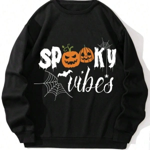 NITAGUT Halloween Print Sweatshirt Siyah