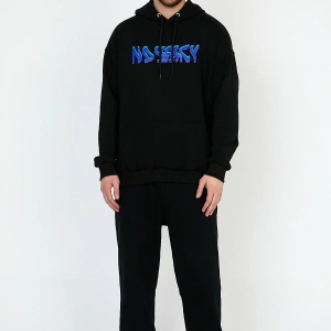 No Mercy Siyah Oversize Unisex Kapüşonlu Sweatshirt Hoodie