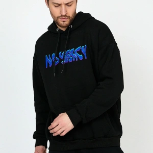No Mercy Siyah Oversize Unisex Kapüşonlu Sweatshirt Hoodie