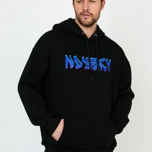 No Mercy Siyah Oversize Unisex Kapüşonlu Sweatshirt Hoodie