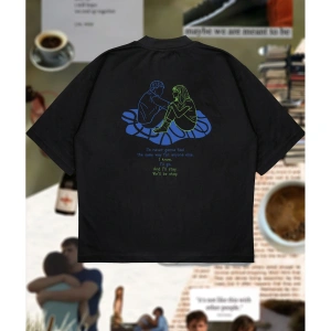 Normal People Baskılı Oversize Unisex Pamuklu Nefes Alan Kalın Kumaşlı