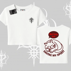 Not Lazy Saving My Spirit Kedi Baskılı Babby Tee Tshirt