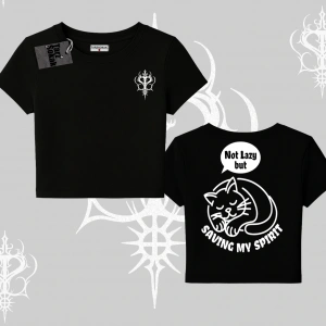 Not Lazy Saving My Spirit Kedi Baskılı Babby Tee Tshirt