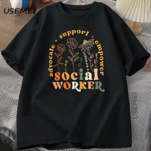 Okul Sosyal Görevlisi TRetro Sosyal Çalışma Tshirt Erkekler Kadınlar için Rahat Gevşe 2852