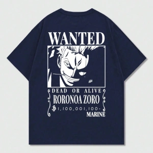 ONE PIECE One Piece İşbirliği Roronoa Zoro Aranıyor Poster Baskı Rahat Karikatür Kısa Kollu T