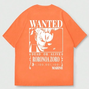 ONE PIECE One Piece İşbirliği Roronoa Zoro Aranıyor Poster Baskı Rahat Karikatür Kısa Kollu T