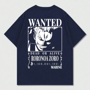 ONE PIECE One Piece İşbirliği Roronoa Zoro Aranıyor Poster Baskı Rahat Karikatür Kısa Kollu T