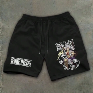 ONE PIECE ONE PIECE X NIKA GEAR 5 Erkek Lastikli Bel Günlük Karikatür Baskılı Şort, Yaz