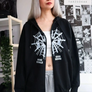Örümcek Ağ Desire Sweatshirt Fermuarlı Hırka Siyah