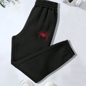 Örümcek Baskılı Elastik Bel Kadın Günlük Jogger Pantolon