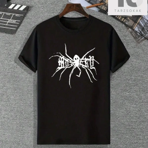 Örümcek Ve Harf Baskılı Erkek Tişört