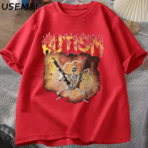 Otistik Komik İskelet T-Shirt Erkek Kadın Otizm Meme Grafik T Shirt Harajuku Moda Pamuk Vinta 2817
