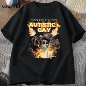 Otistik ve Eşcinsel İskelet Patlama T Shirt Unhinged İskelet Otizm Meme T-Shirt Pamuk Kısa Ko 2806