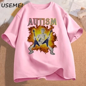 Otizm Komik İskelet Meme erkek T-shirt Pamuk Erkek Giyim Grafik Tişörtleri Erkek Giysileri Ba 2819