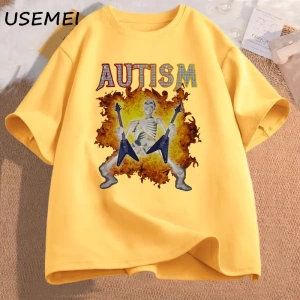 Otizm Komik İskelet Meme erkek T-shirt Pamuk Erkek Giyim Grafik Tişörtleri Erkek Giysileri Ba 2819