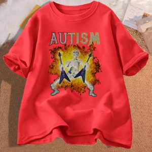 Otizm Komik İskelet Meme erkek T-shirt Pamuk Erkek Giyim Grafik Tişörtleri Erkek Giysileri Ba 2819