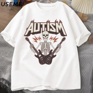 Otizm Süper Güç Komik İskelet Meme T Shirt Garip Belirli Saldırgan T Shirt Erkekler Rahat Pam 2986