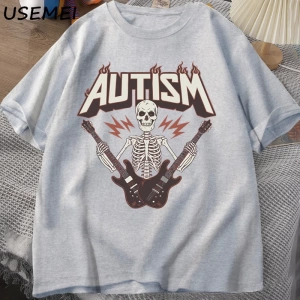 Otizm Süper Güç Komik İskelet Meme T Shirt Garip Belirli Saldırgan T Shirt Erkekler Rahat Pam 2986