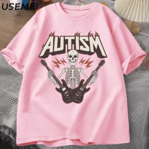 Otizm Süper Güç Komik İskelet Meme T Shirt Garip Belirli Saldırgan T Shirt Erkekler Rahat Pam 2986