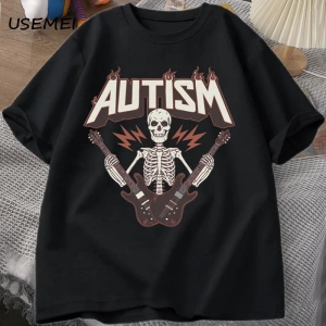 Otizm Süper Güç Komik İskelet Meme T Shirt Garip Belirli Saldırgan T Shirt Erkekler Rahat Pam 2986