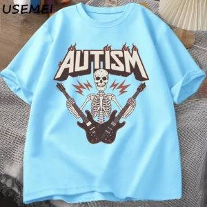 Otizm Süper Güç Komik İskelet Meme T Shirt Garip Belirli Saldırgan T Shirt Erkekler Rahat Pam 2986