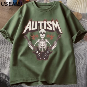 Otizm Süper Güç Komik İskelet Meme T Shirt Garip Belirli Saldırgan T Shirt Erkekler Rahat Pam 2986