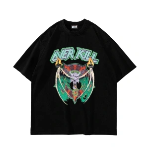 Over Kill Baskılı Oversize Unisex Siyah