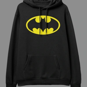 Oversize Batman Tasarım Baskılı Kapüşonlu Sweatshirt Hoodie Beyaz