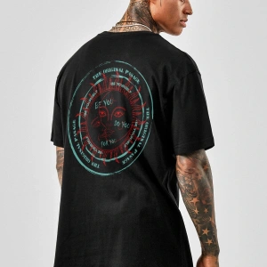 Oversize Bohemian Baskılı Siyah Tshirt NRAGE194