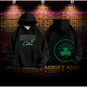 Oversize Boston Celtic Tasarım Baskılı Kapüşonlu Sweatshirt HoodieModel 1 Siyah