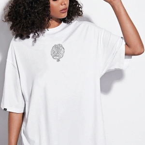 Oversize Cingulomania Baskılı Beyaz Tshirt NRAGE192
