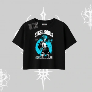 Oversize Crop Tshirt Anime Cyberpunk Kız Baskılı