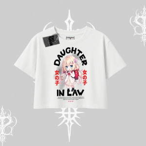 Oversize Crop Tshirt Anime Girl Daughter In Law Baskılı